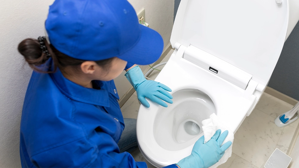 トイレ清掃中の画像